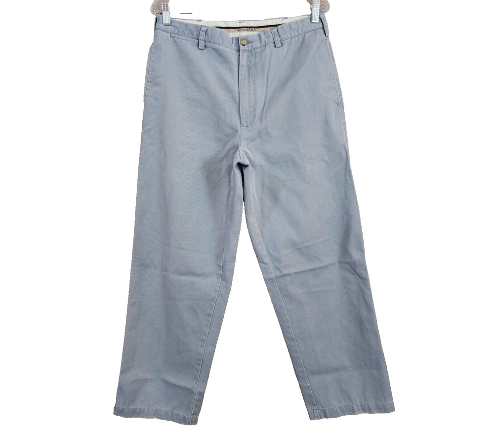 Banana Republic Mens Chino Khakis Pants Size 33S Short Blue Tapered Leg